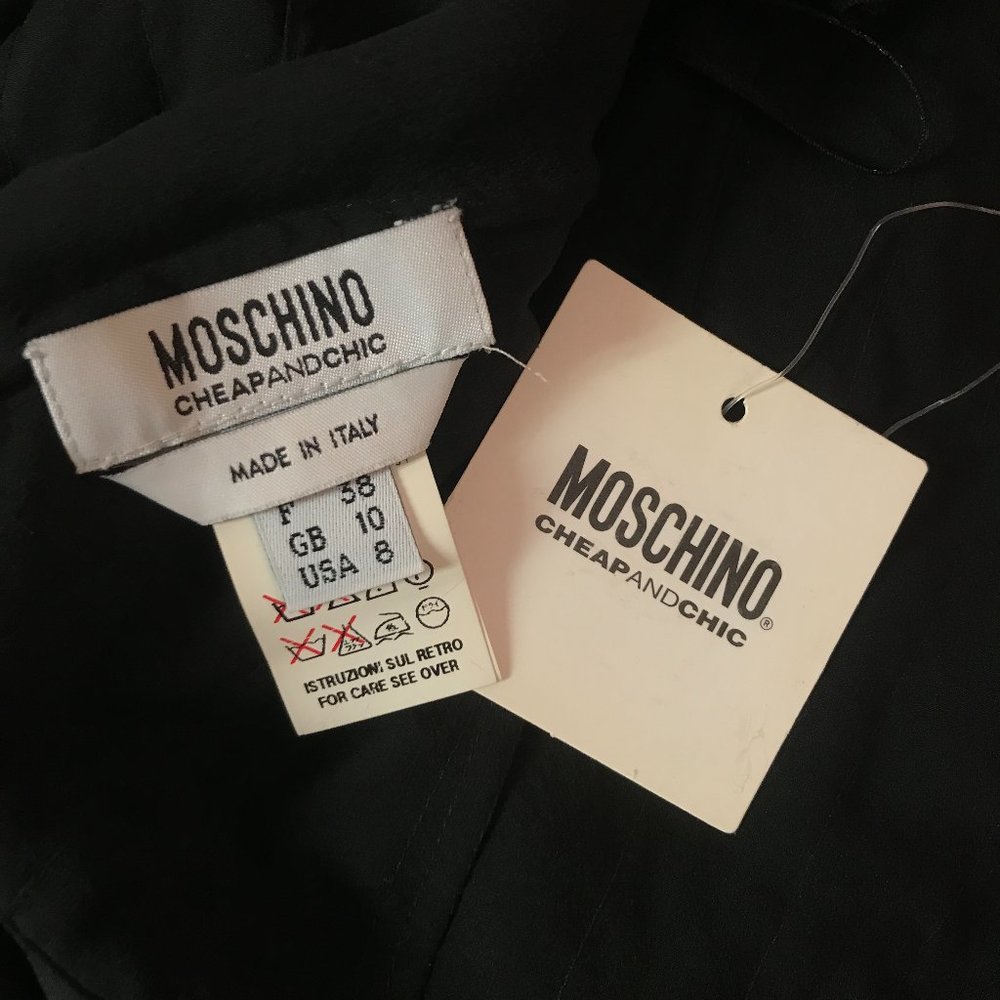 Moschino 8 Silk Ruffle Midi Babydoll Dress LBD - Picture 12 of 14